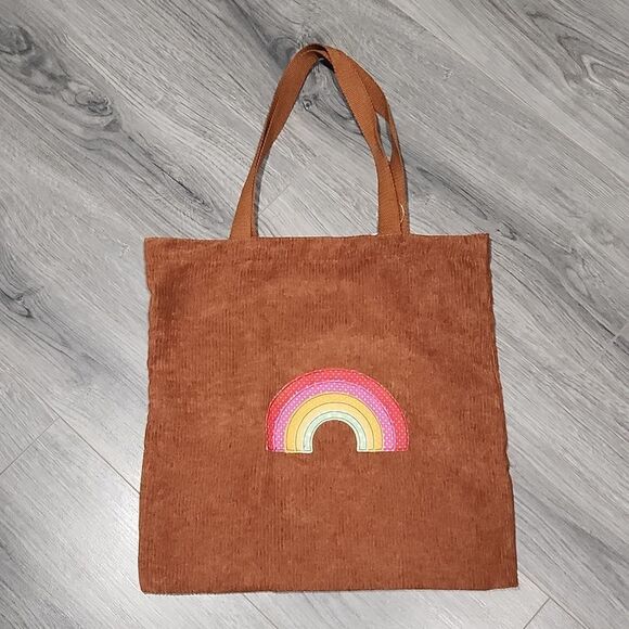 NWT Camel Corduroy Rainbow Bookbag Tote - Picture 1 of 4